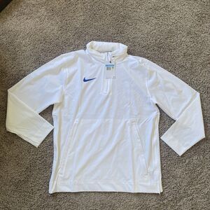 Nike Long Sleeve White Blue 1/4 Zip Coach Jacket DV6754-103 Men's Size M NWT